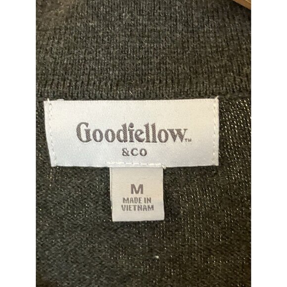 Men’s Goodfellow Co Short Sleeve Charcoal Gray Collared Sweater Shirt, Medium - Picture 4 of 9